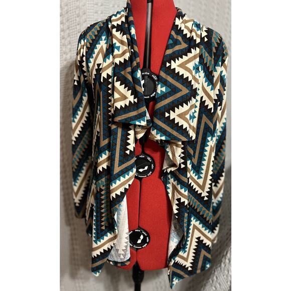 Aztec Bellamie Women Multicolor Cardigan Made in USA Open Front Size Small - Picture 2 of 5